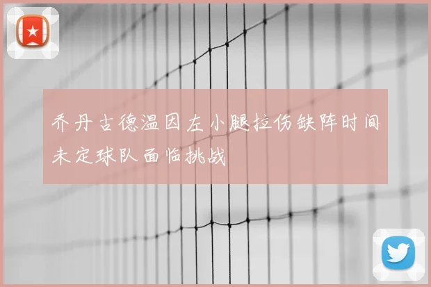 乔丹古德温因左小腿拉伤缺阵时间未定球队面临挑战